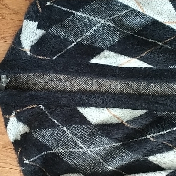 Marled Argyle Grey/Black Sweater Coat Jacket sz S - Picture 10 of 12